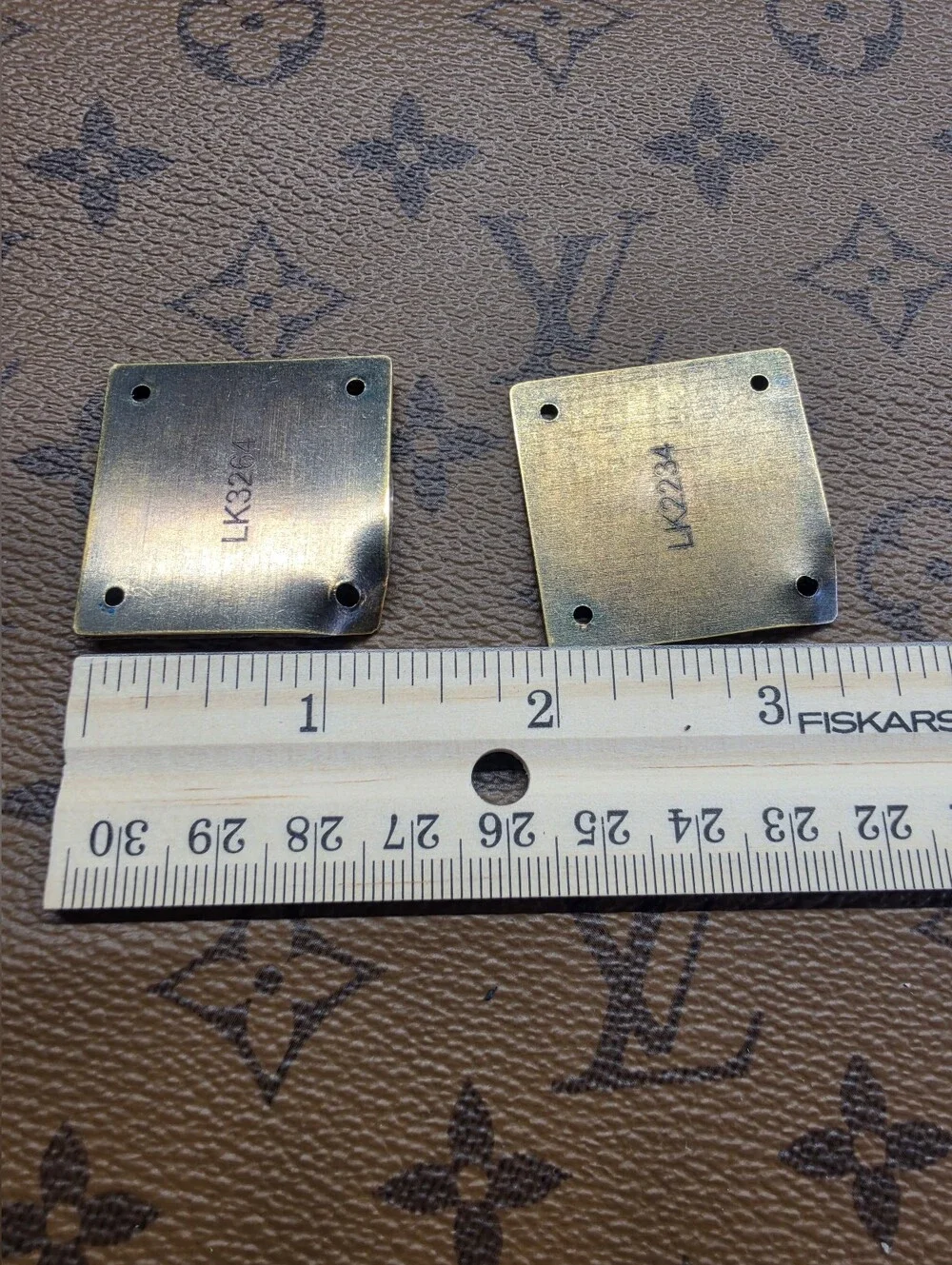 Louis Vuitton Gold Square Logo Plates X2